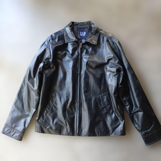 90s OLD GAP leather trucker jacket M