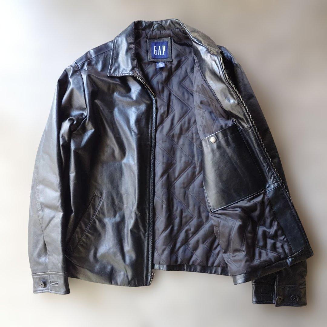 90s OLD GAP leather trucker jacket M
