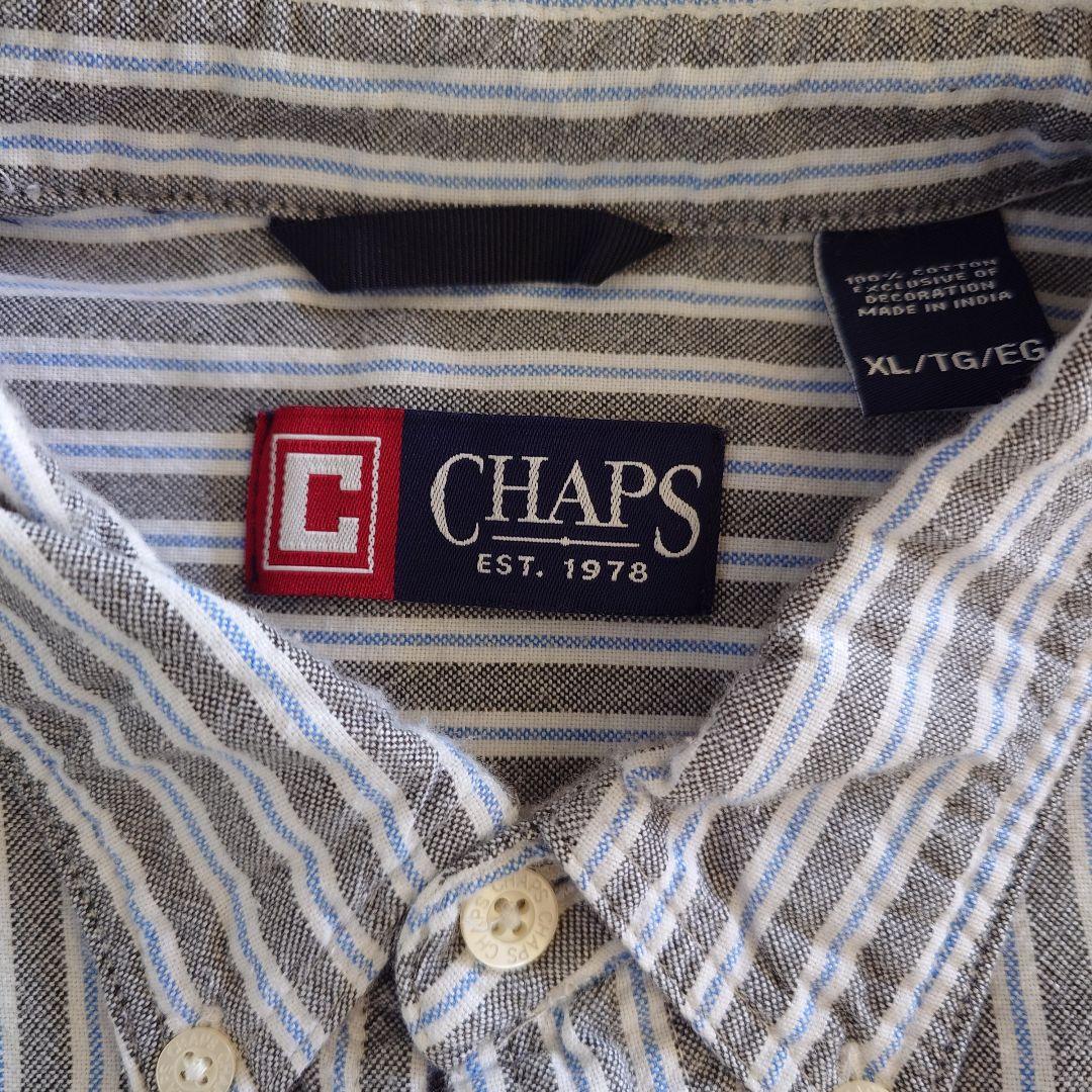 古着　CHAPS チャップス　ストライプシャツ　BDシャツ XL