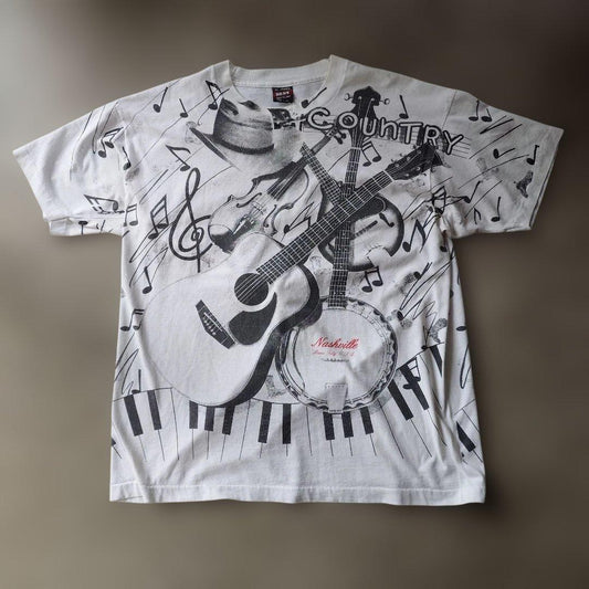 90s fruits of the loom NASHVILLE music print tee XL