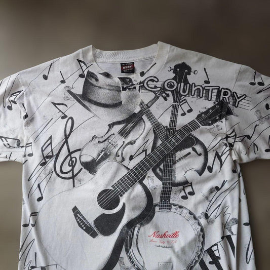 90s fruits of the loom NASHVILLE music print tee XL
