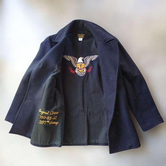 RRL universary pea coat s eagle emb