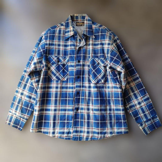 Deadstock SEARS print flannel padding shirts L