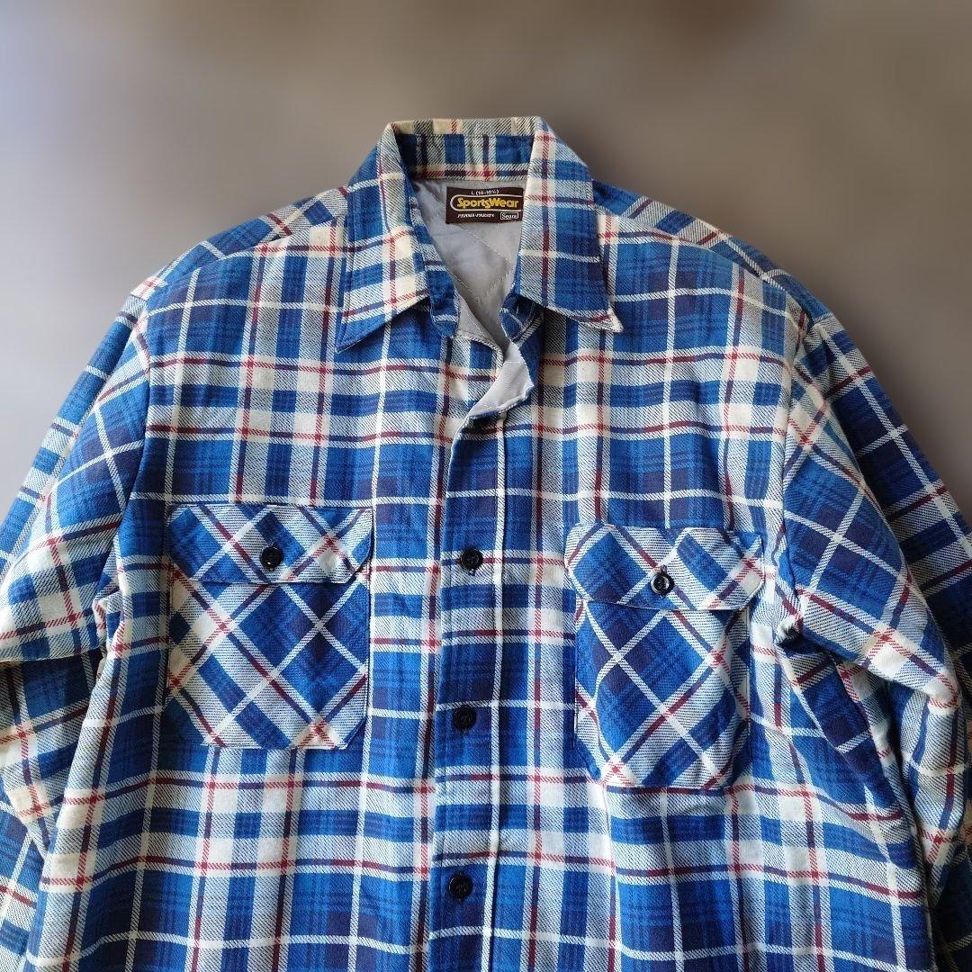 Deadstock SEARS print flannel padding shirts L