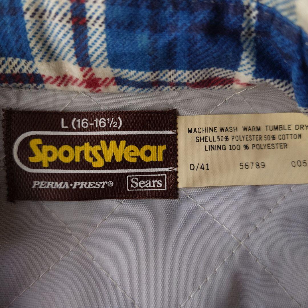 Deadstock SEARS print flannel padding shirts L