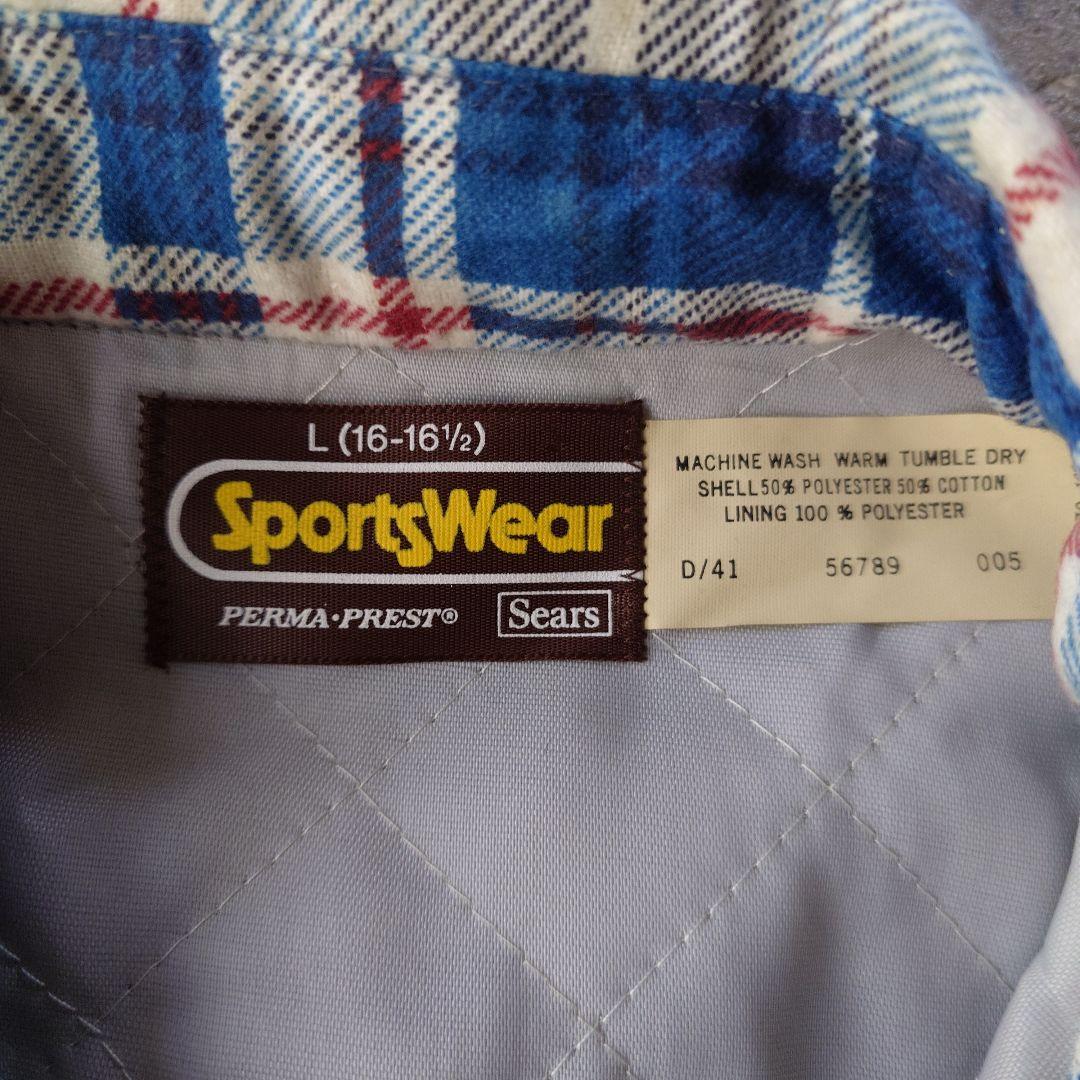 Deadstock SEARS print flannel padding shirts L