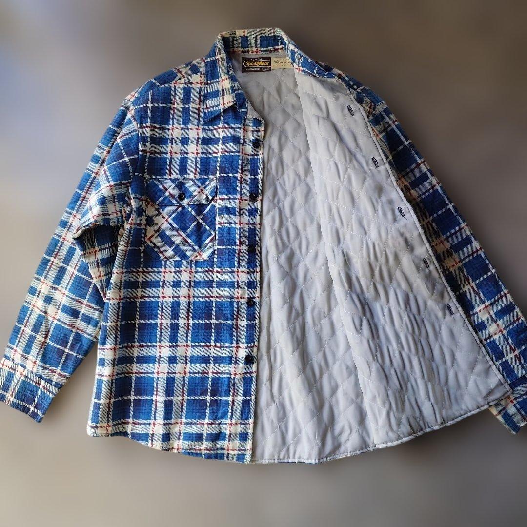 Deadstock SEARS print flannel padding shirts L