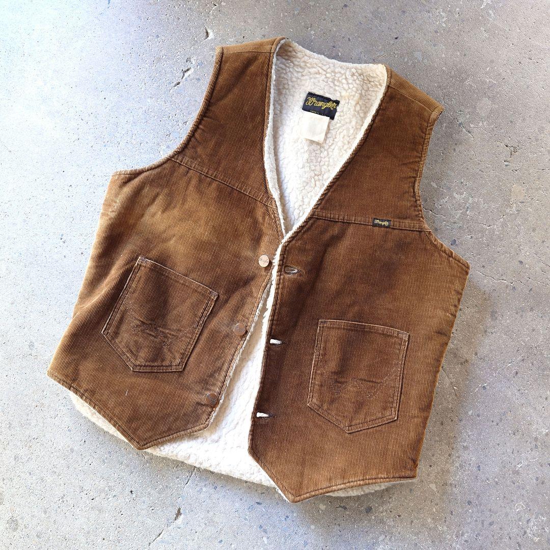 80's Wrangler cords boa vest 80年代　黒タグ　ラングラー　コーディロイ　ランチ　ベスト
