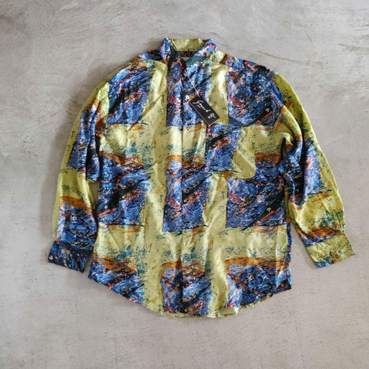 GOOUCH deadstock silk shirts M デッドストック　シルク　柄シャツ 80s