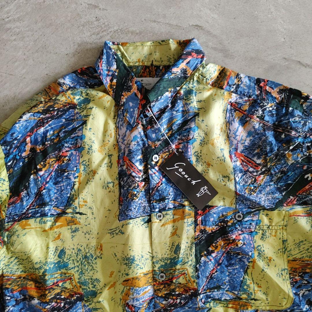 GOOUCH deadstock silk shirts M デッドストック　シルク　柄シャツ 80s