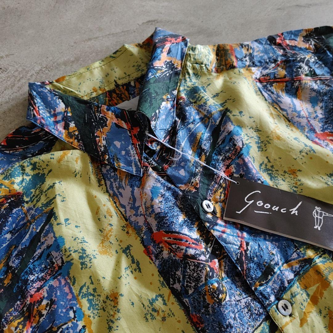 GOOUCH deadstock silk shirts M デッドストック　シルク　柄シャツ 80s