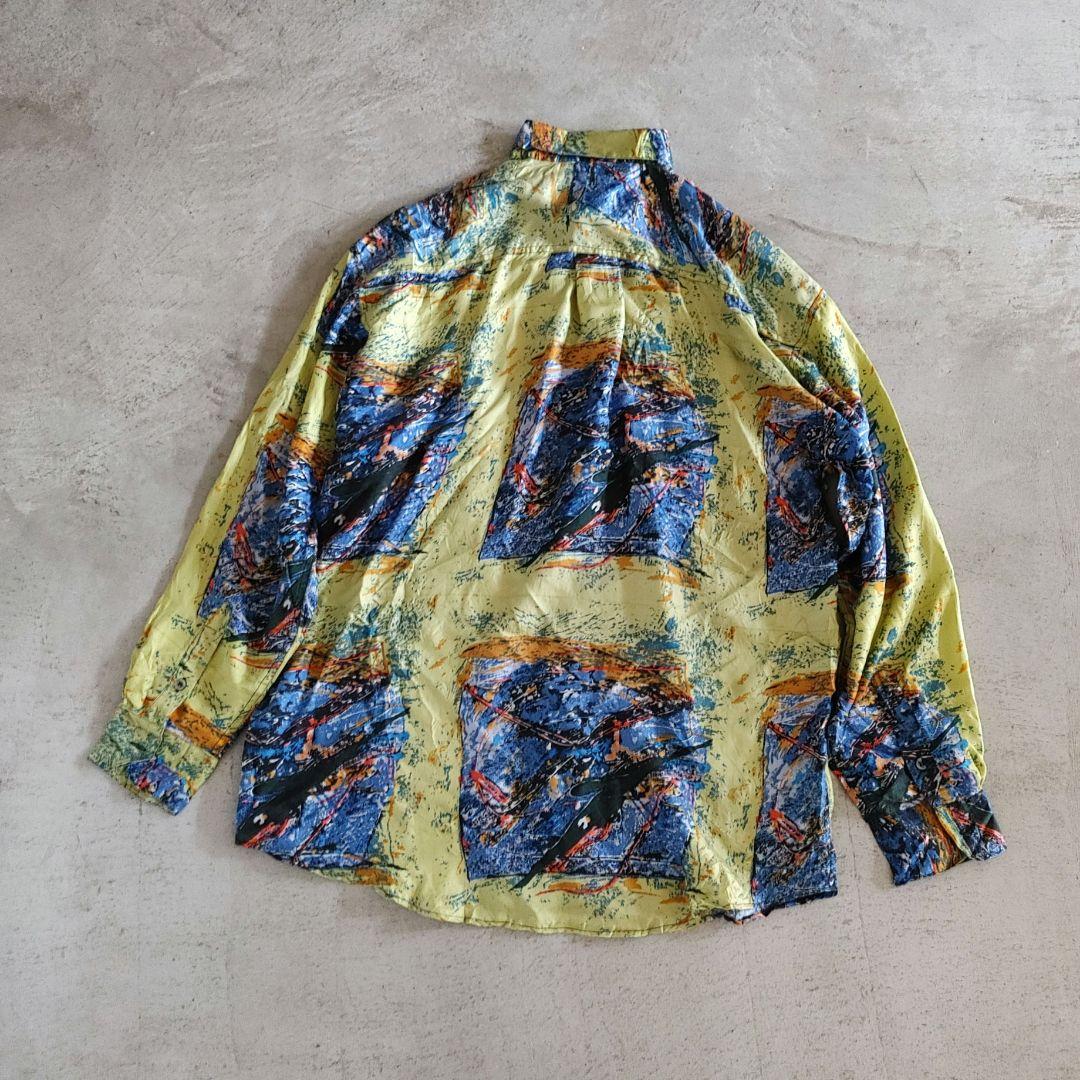 GOOUCH deadstock silk shirts M デッドストック　シルク　柄シャツ 80s