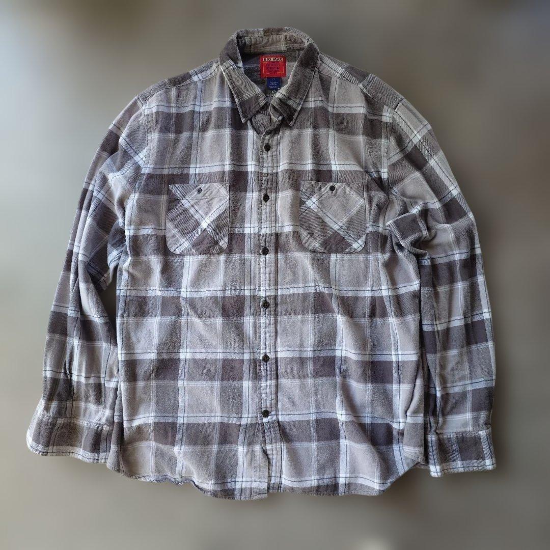 BIGMAC 90s block check shirts grey XL