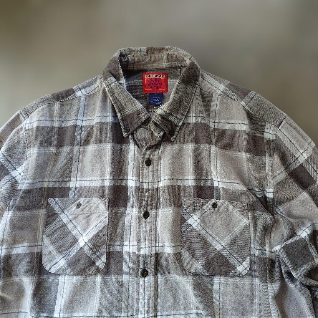BIGMAC 90s block check shirts grey XL