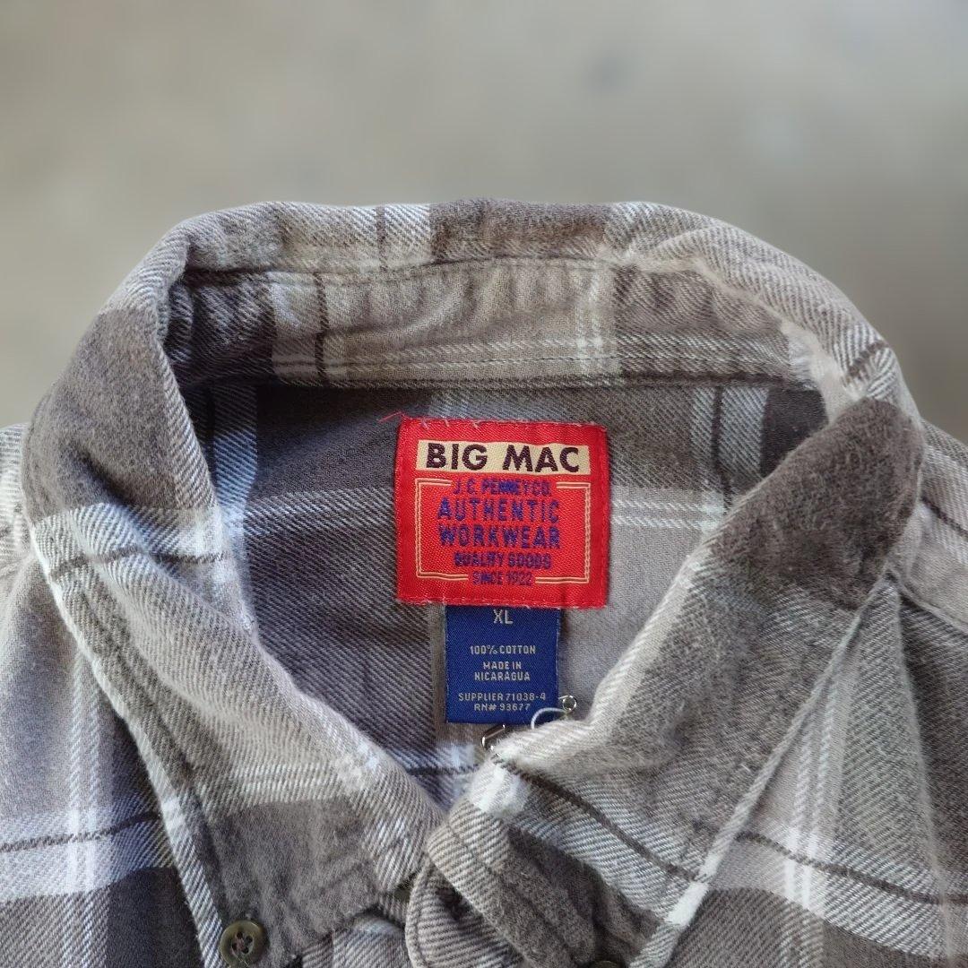 BIGMAC 90s block check shirts grey XL