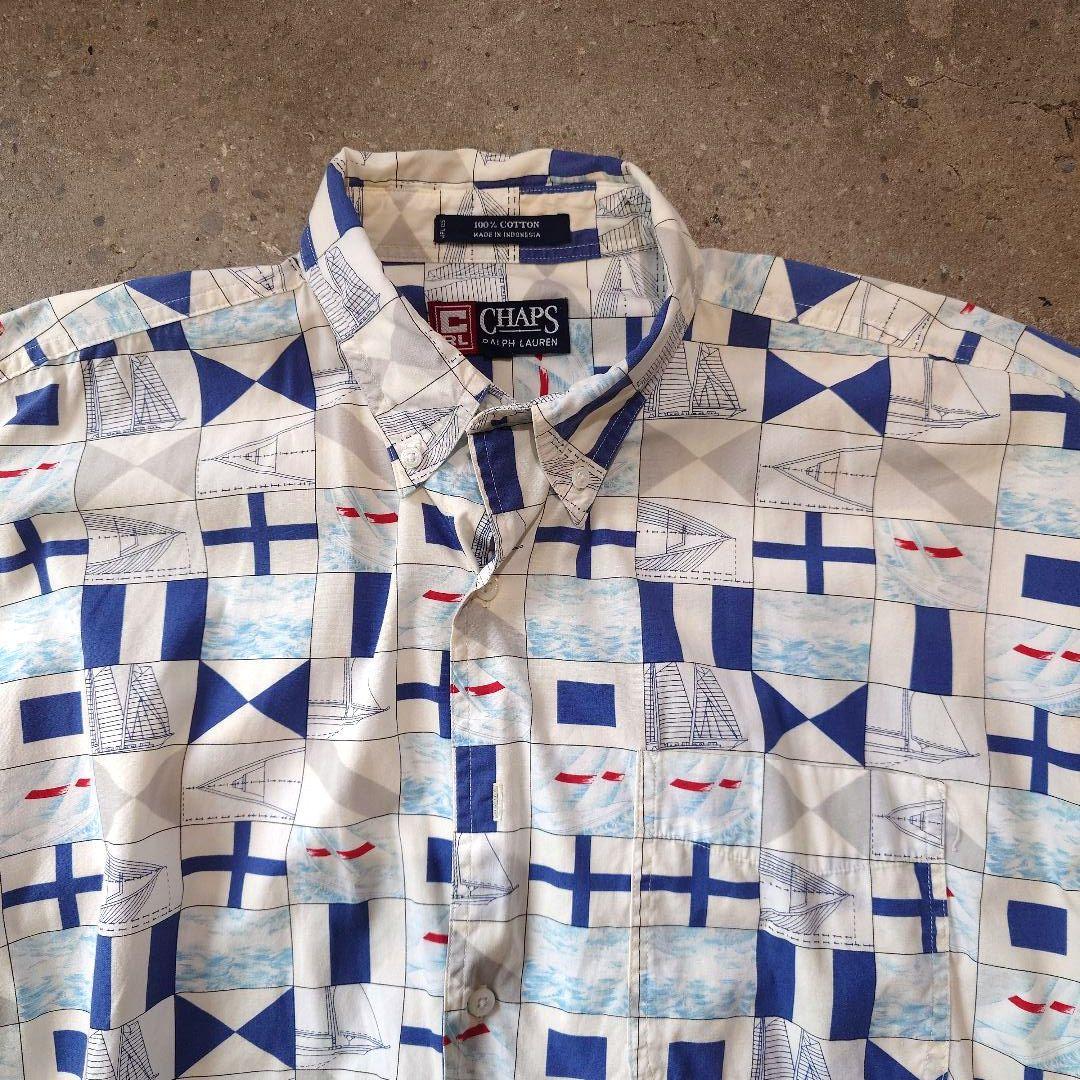 CHAPS ralphlauren BD sailer print shirts L
