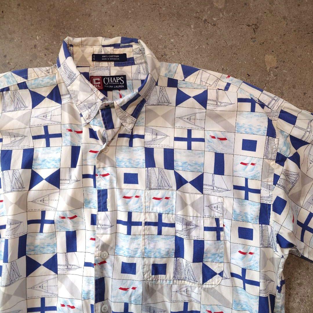CHAPS ralphlauren BD sailer print shirts L