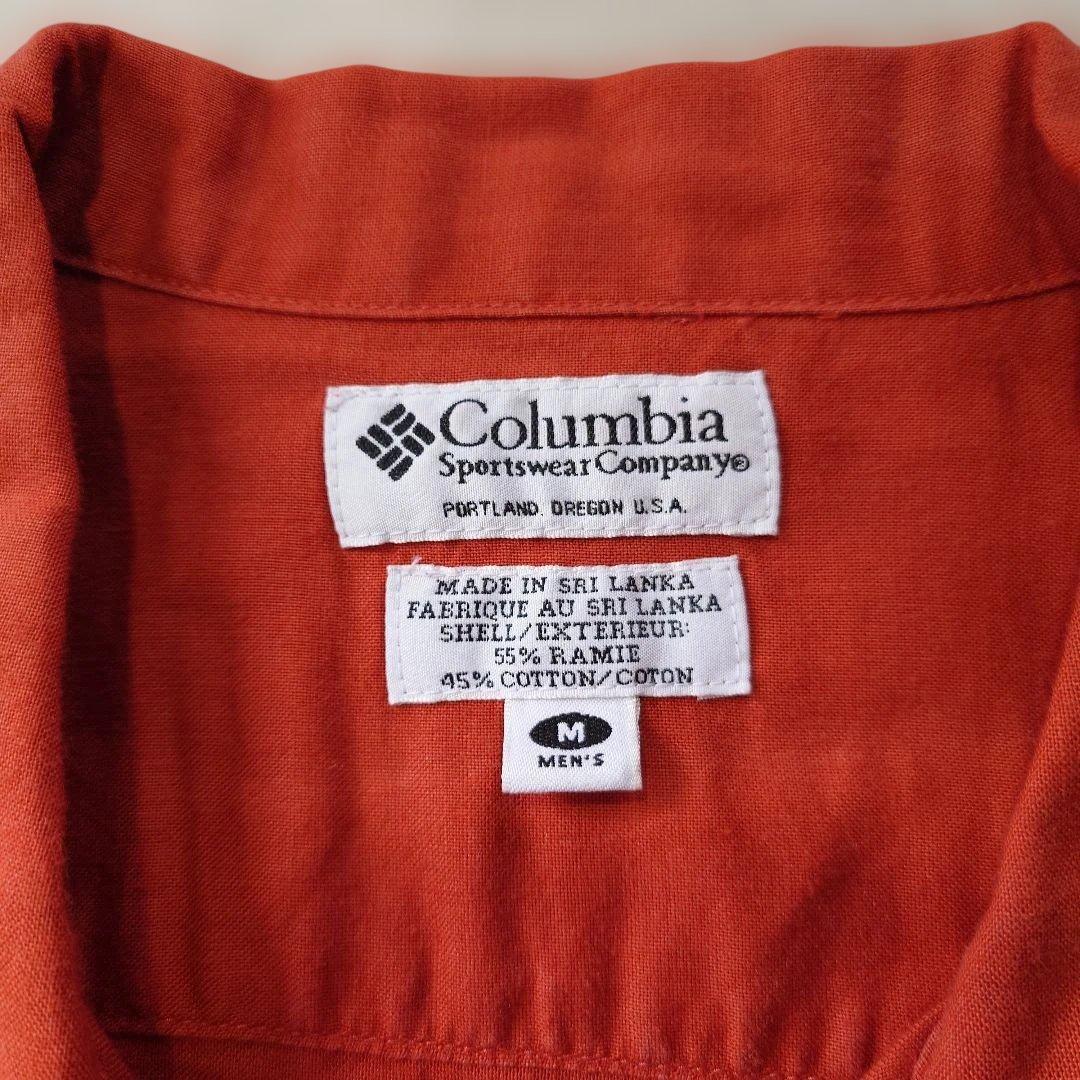 90s COLUMBIA cotton linen open collar shirts M