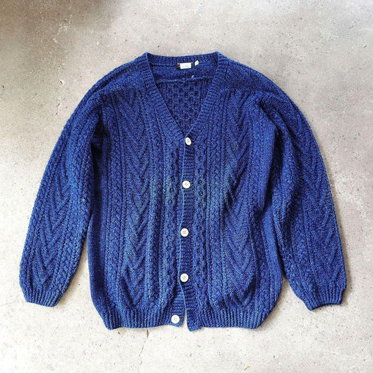 90’s indido knit cargigan インディゴ　アランニット　カーディガン　藍染
