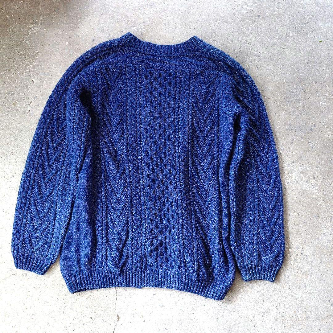 90’s indido knit cargigan インディゴ　アランニット　カーディガン　藍染