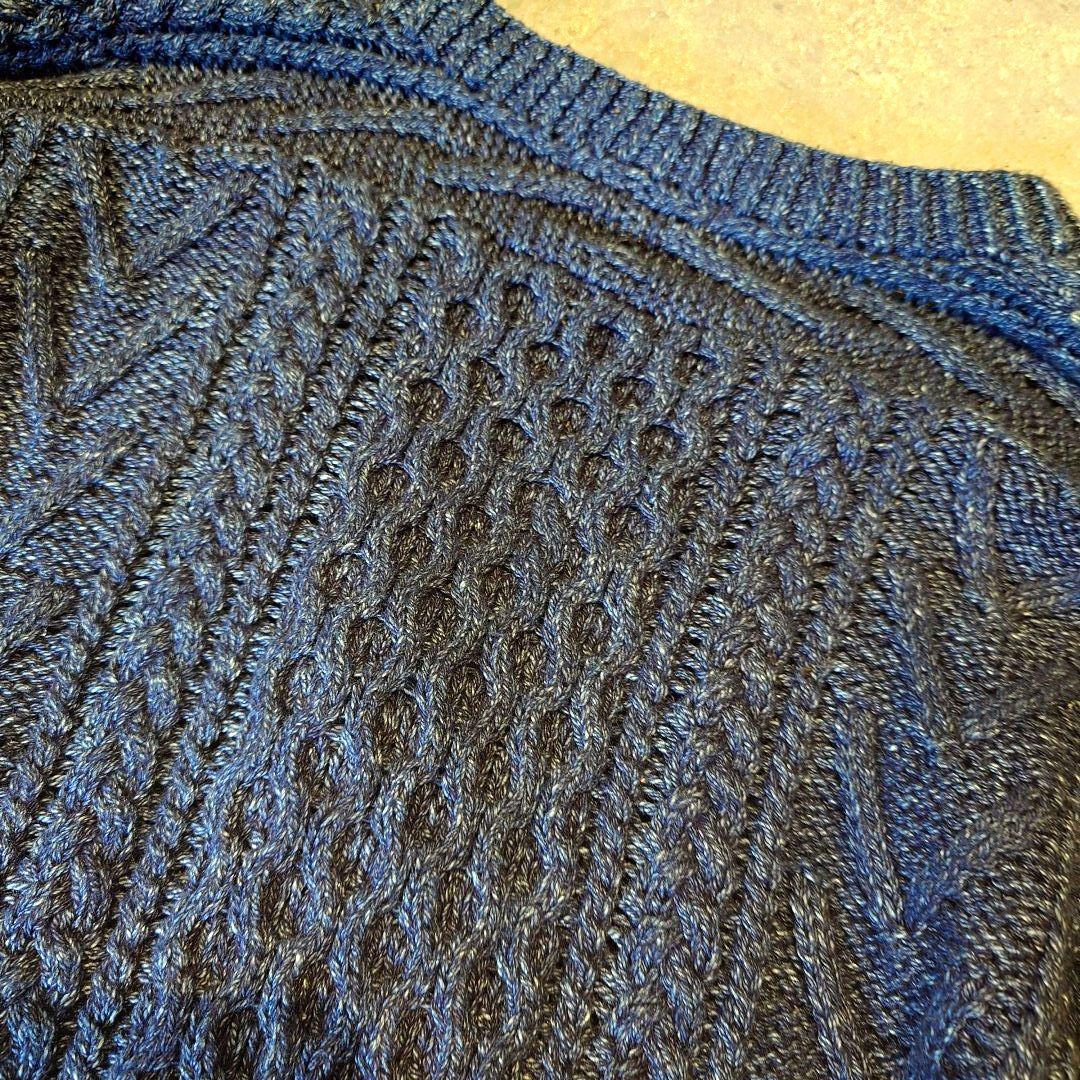 90’s indido knit cargigan インディゴ　アランニット　カーディガン　藍染