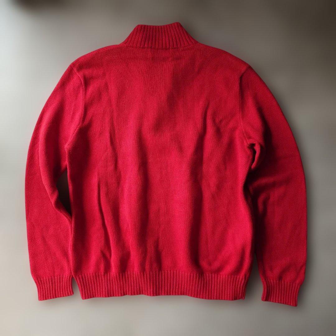 90s poloralphlauren half zip cotton knit red XL