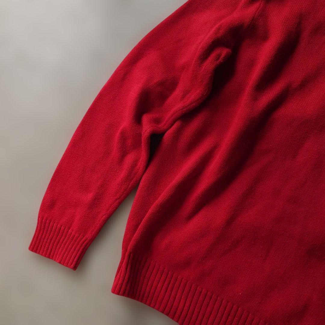 90s poloralphlauren half zip cotton knit red XL