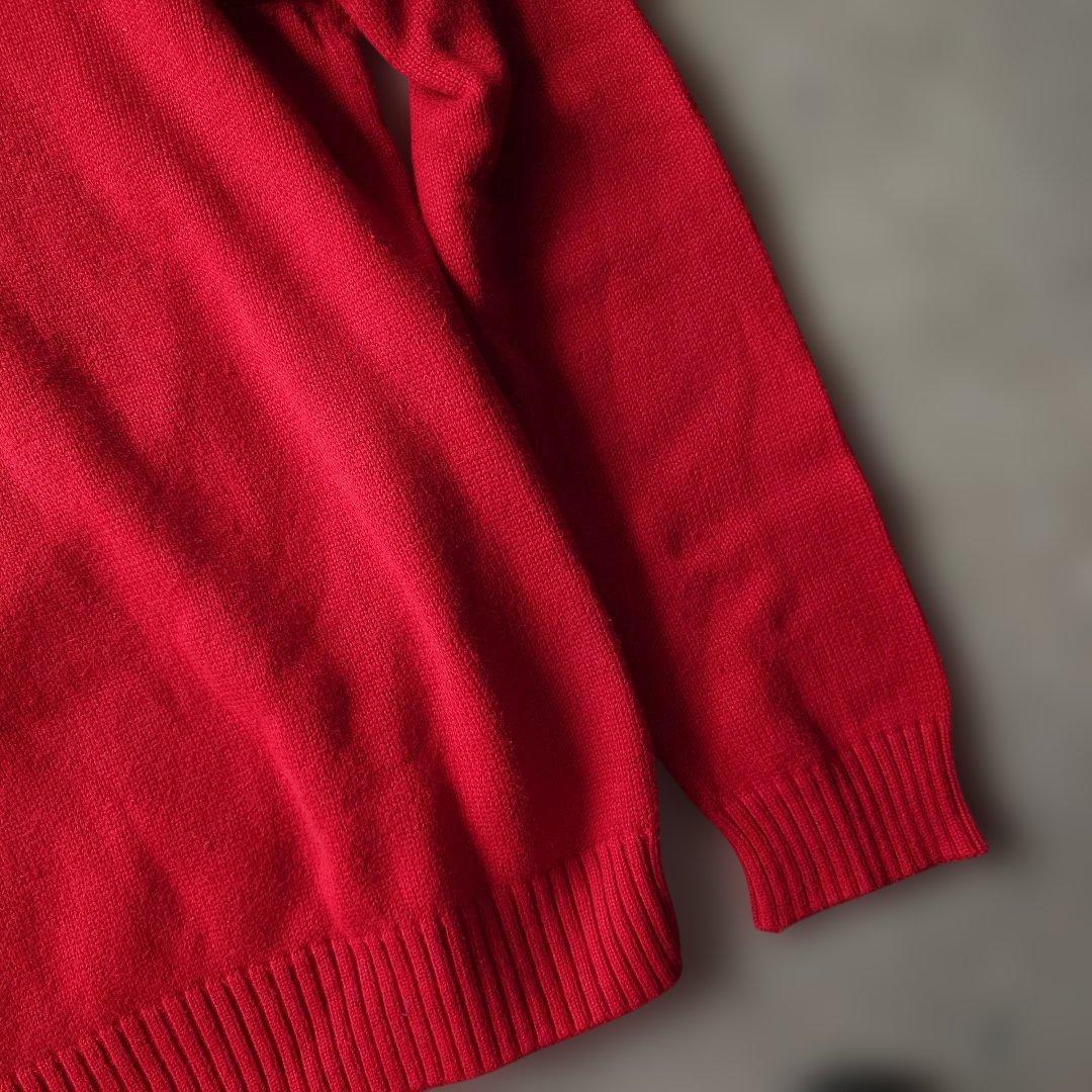 90s poloralphlauren half zip cotton knit red XL
