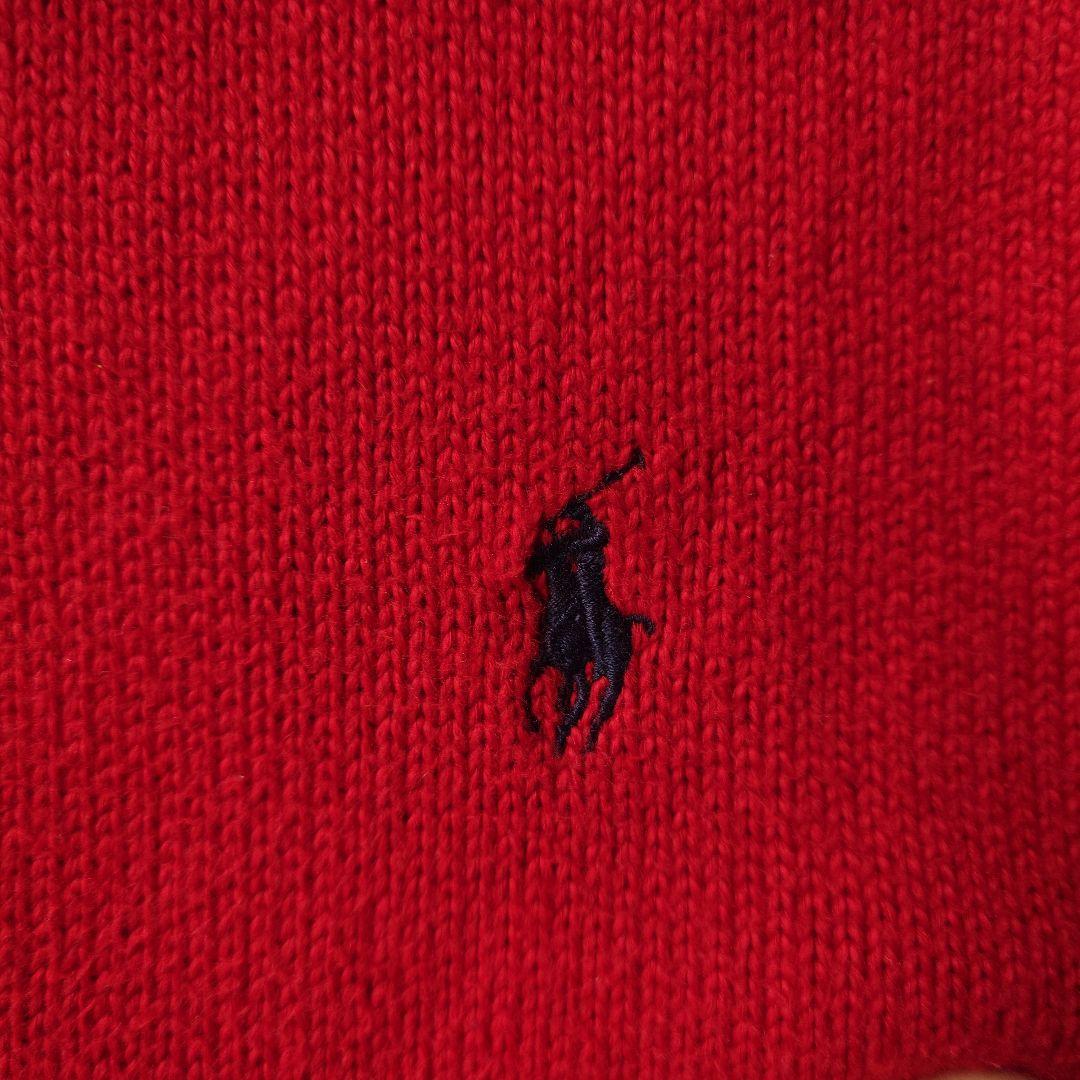 90s poloralphlauren half zip cotton knit red XL
