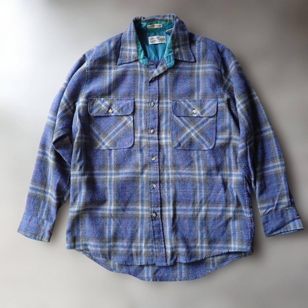 80s　sears roeback wool check boad shirts M