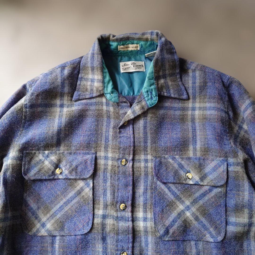 80s　sears roeback wool check boad shirts M