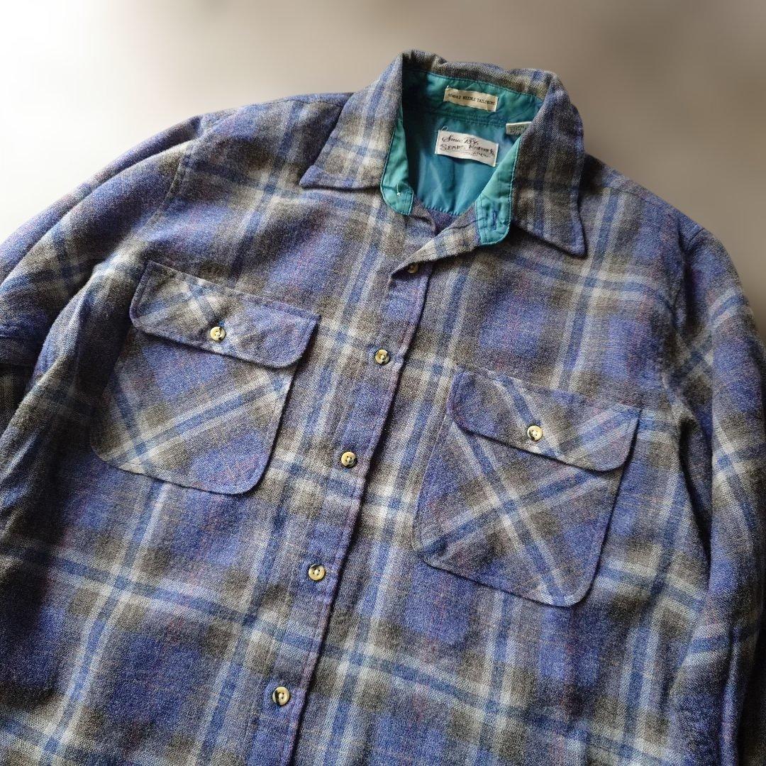 80s　sears roeback wool check boad shirts M