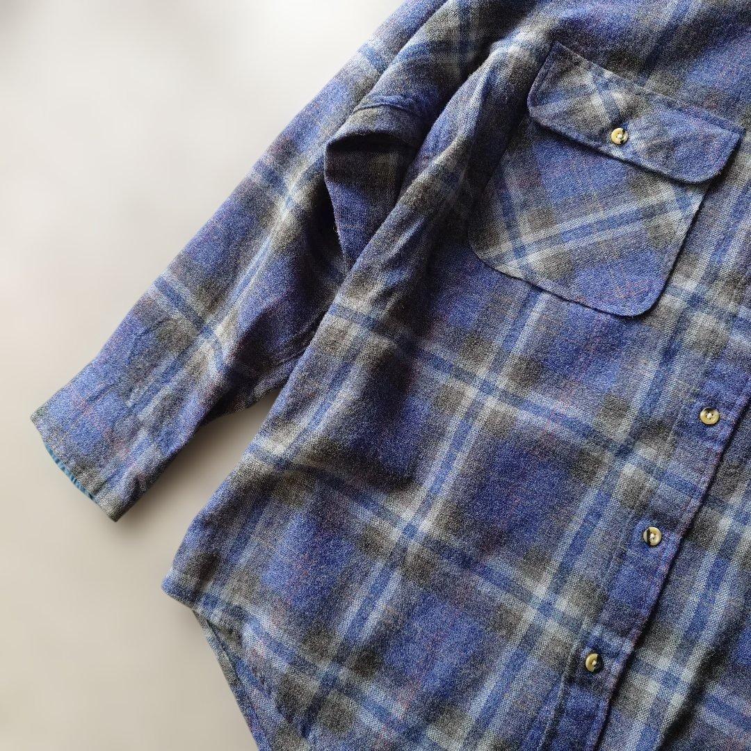80s　sears roeback wool check boad shirts M
