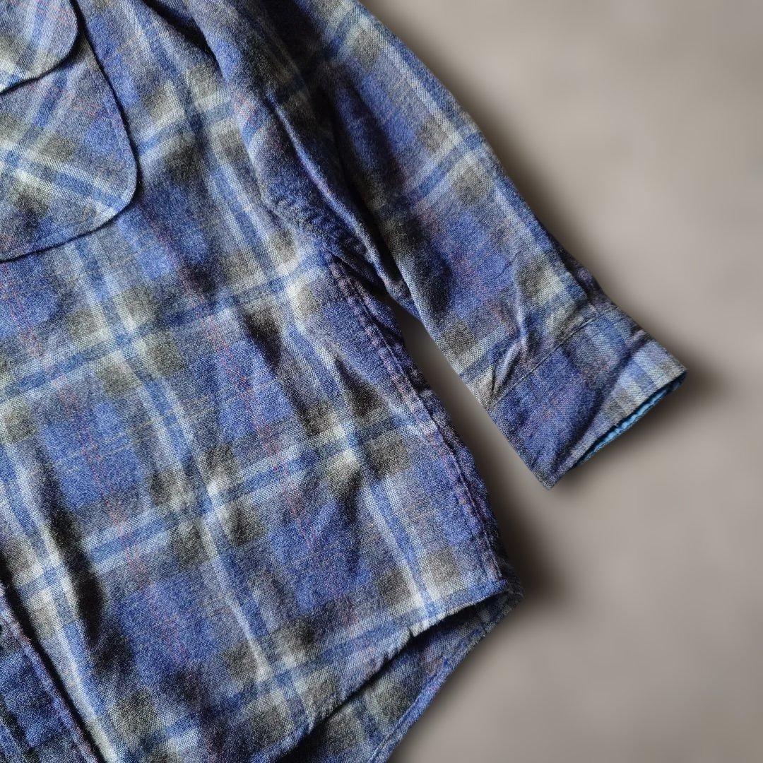 80s　sears roeback wool check boad shirts M