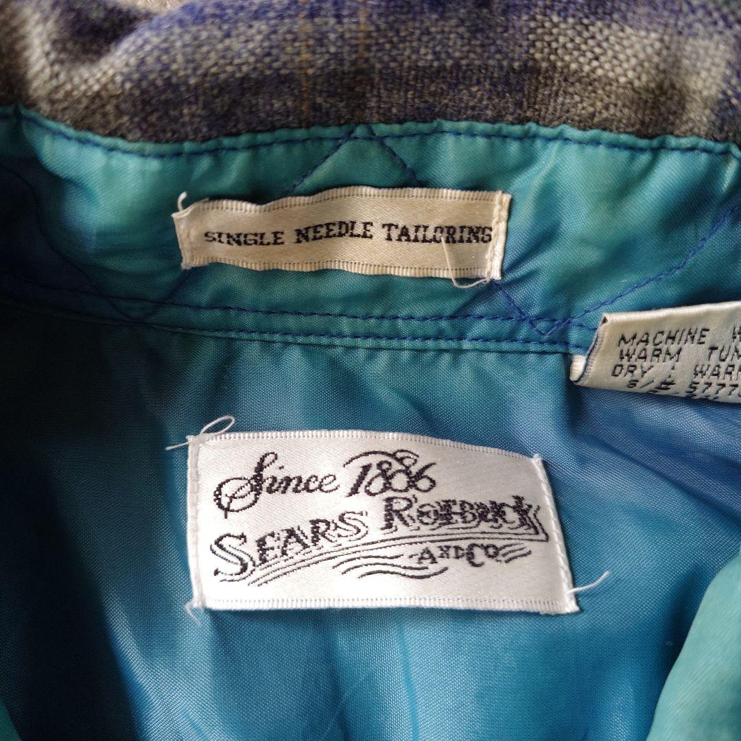 80s　sears roeback wool check boad shirts M