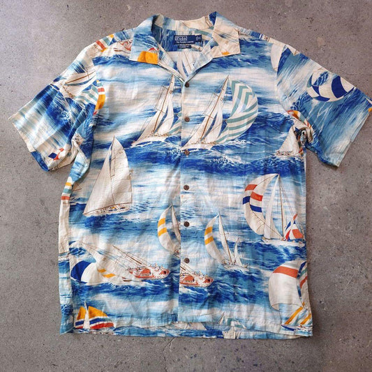 90s polo cotton ALOHA sailer print XL