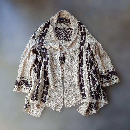 90s ralphlauren hand knit cardigan alpaca linen M