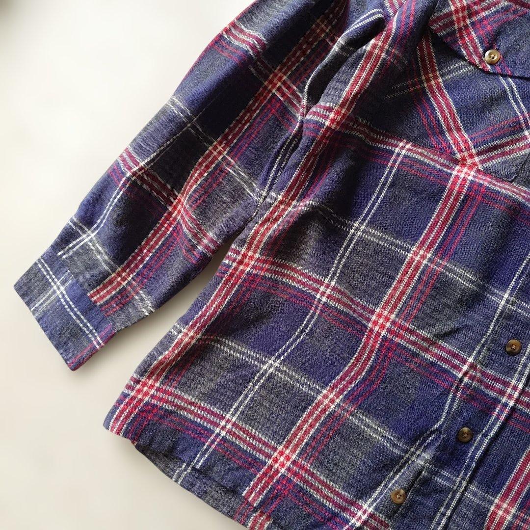 80s wool board check shirts L