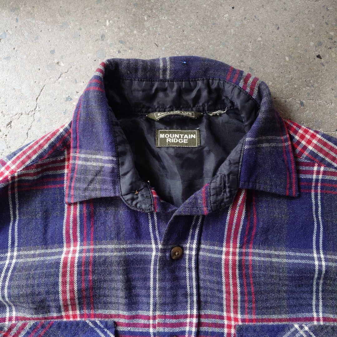 80s wool board check shirts L