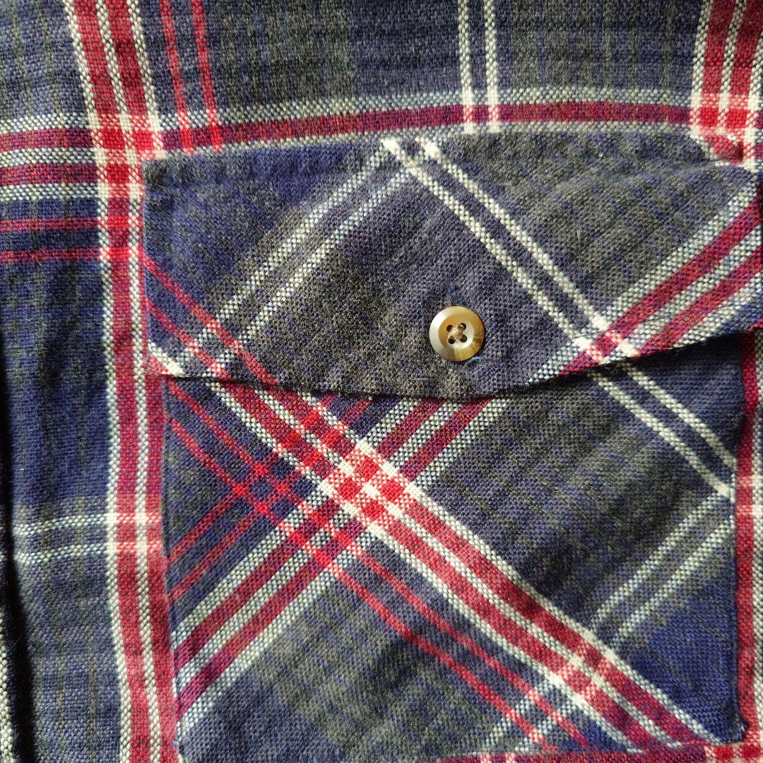 80s wool board check shirts L