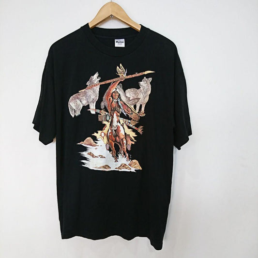 Vintage Native American Print Tee XL Made in USA　ネイティブアメリカン　プリント