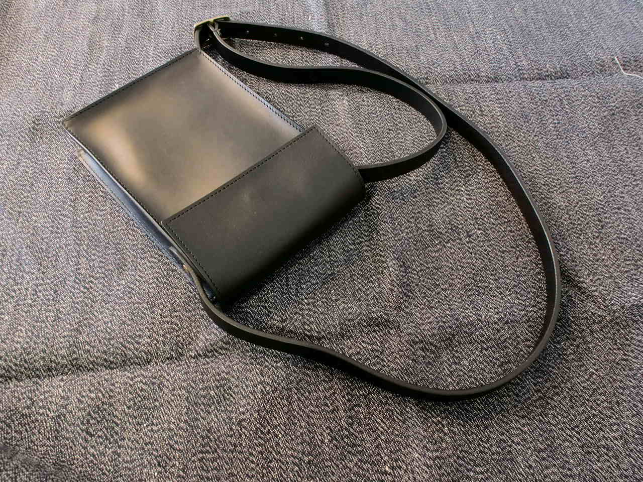 TAHOE LEATHER BOX BAG Blacksteer hide　OKAYAMA SLUB DENIM