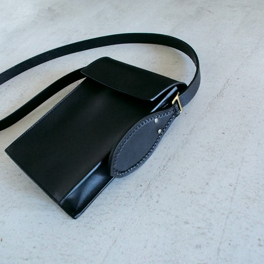 TAHOE LEATHER BOX BAG Blacksteer hide　OKAYAMA SLUB DENIM