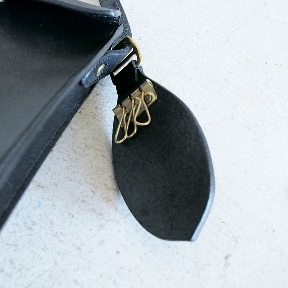 TAHOE LEATHER BOX BAG Blacksteer hide　OKAYAMA SLUB DENIM