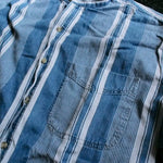画像をギャラリービューアに読み込む, indigo stripe band shirts デニム　ノーカラーシャツ
