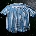 画像をギャラリービューアに読み込む, indigo stripe band shirts デニム　ノーカラーシャツ
