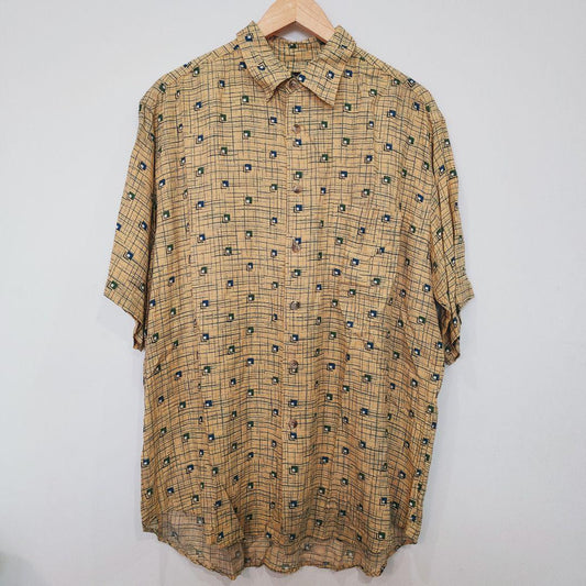 Rayon allover shirts L レーヨン　柄シャツ