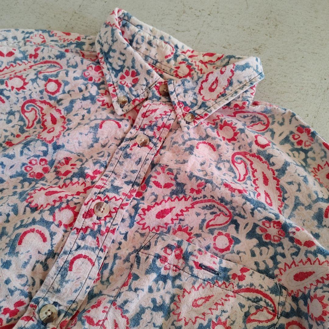 古着ユーズド　バティック柄　シャツ　エスニック柄　柄シャツL