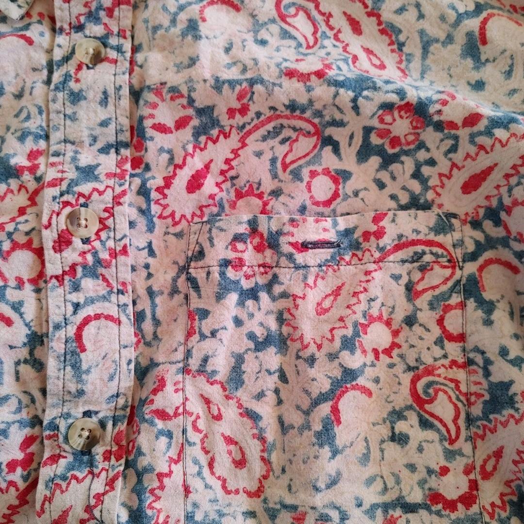 古着ユーズド　バティック柄　シャツ　エスニック柄　柄シャツL