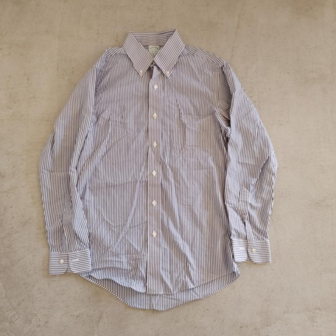 BROOKSBROTHERS milano stripe shirts 15ブルックスブラザーズ　スーピマコットン　ストライプ　ボタンダウンシャツ長袖シャツ